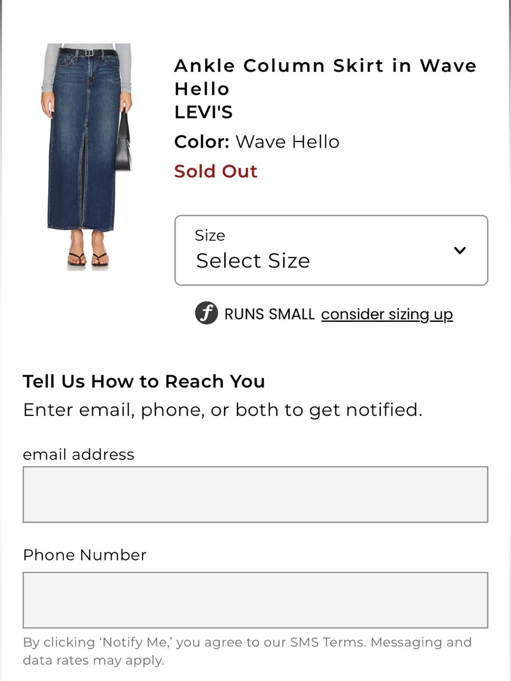 Levi’s Ankle Column Skirt in color Wave Hello